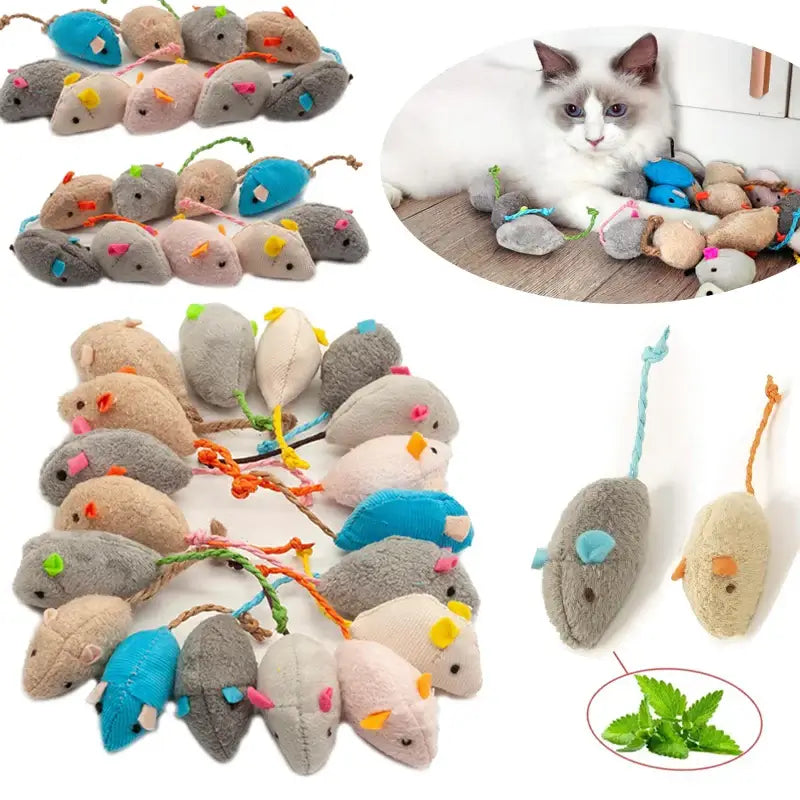 3/200pcs Rattle Cat Mouse Toys Also Prefilled Catnip Faux Fur Cat Mice Toys Interactive Cat Game Catnip Toys for Indoor Cats toy.