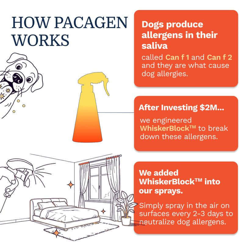 PACAGEN Dog Allergen Neutralizing Spray for Home Use - Neutralizes Dog Allergens on Contact - Allergist Recommended
